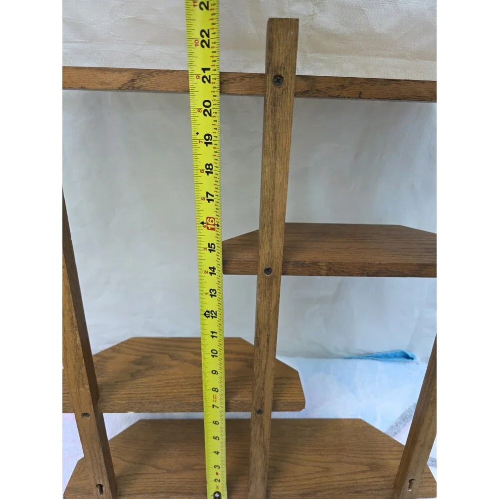 ​Vtg Mid-Century Modern Asymmetrical Wooden Miniature Display Shelf 24.25x20.75
